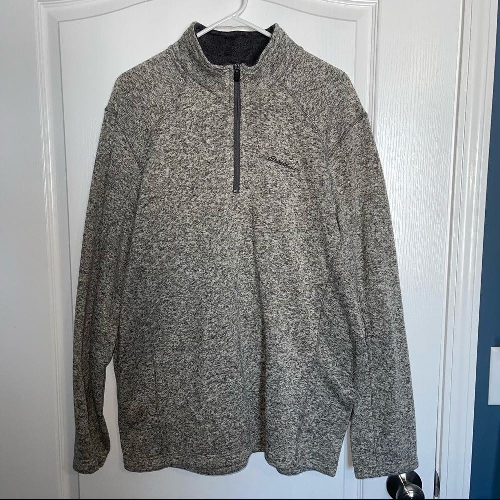 Men’s XL salt & pepper, & tan & gray Eddie Bauer 1/4 (quarter) zip